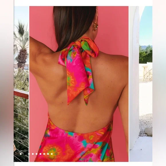 Show Me Your Mumu Jasmine Tie Mini Dress in Miss Malibu size Large - Picture 3 of 8